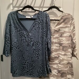 Set of 2 3/4 sleeve cotton modal tops